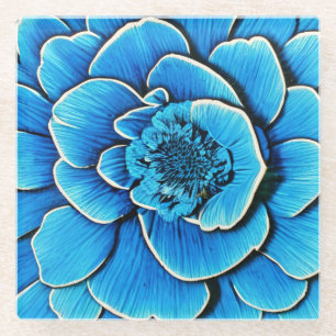 Große Blaue Kamelie Blossom Glasuntersetzer