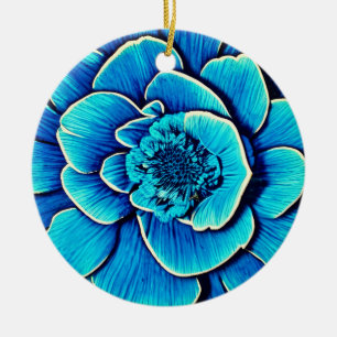 Große Blaue Kamelie Blossom Keramik Ornament
