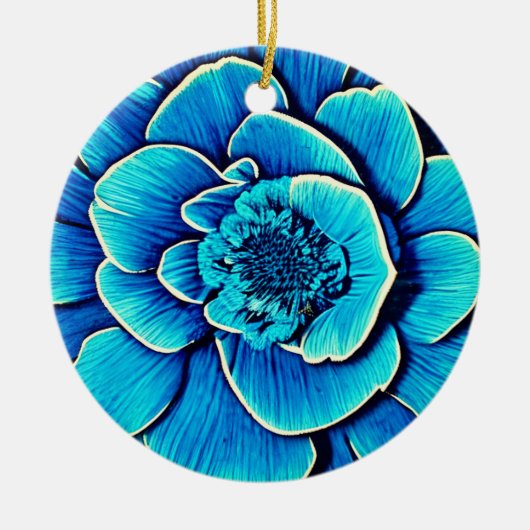 Große Blaue Kamelie Blossom Keramik Ornament (Vorne)