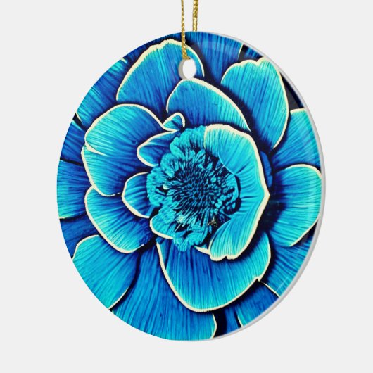 Große Blaue Kamelie Blossom Keramik Ornament (Links)