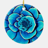 Große Blaue Kamelie Blossom Keramik Ornament (Hinten)