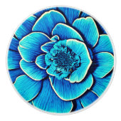 Große Blaue Kamelie Blossom Keramikknauf (Vorderseite)