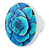 Große Blaue Kamelie Blossom Keramikknauf (Rechts)