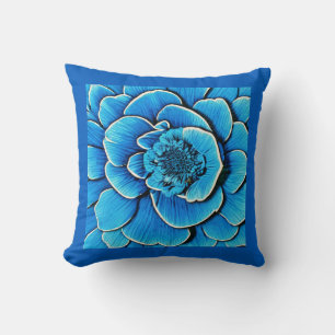 Große Blaue Kamelie Blossom Kissen