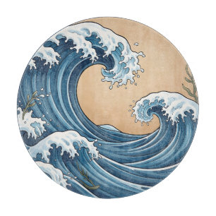 Große blaue Ozeanwellen im japanischen Stil Schneidebrett