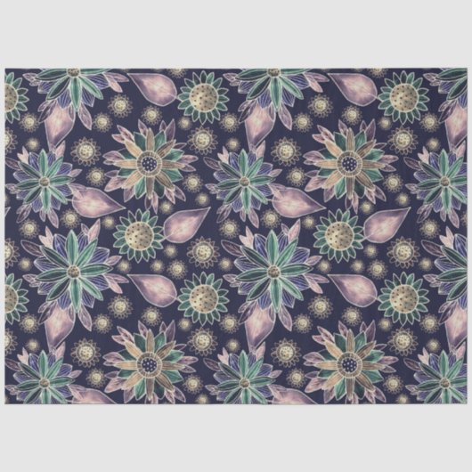 Große blaue Retro-Blume Seidenpapier (Vorderseite)