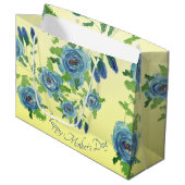 Große blaue Rose Druckgeschenktasche Geschenktüte (Vorderseite Schrägansicht)