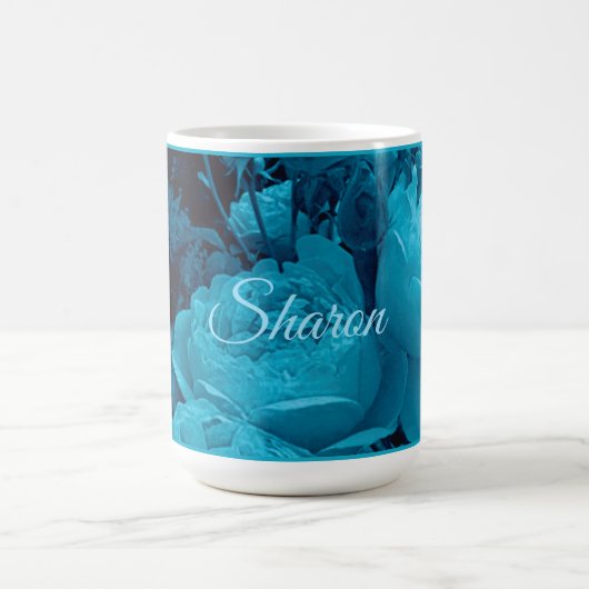 Große blaue Rose Kaffee Tasse (Mittel)