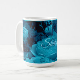 Große blaue Rose Kaffee Tasse