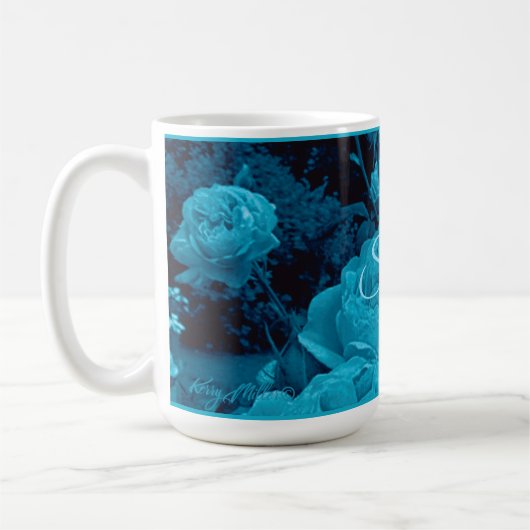 Große blaue Rose Kaffee Tasse (Links)