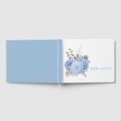 Große blaue Rose Silberne Blätter Hochzeit Gästebuch (Voll)