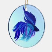 Große blaue siamesische kämpfende Fisch-Verzierung Keramik Ornament (Links)