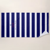 große blaue Streifen nautisch mit Monogramm Strandtuch (Vorderseite)