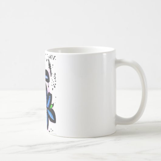 Große blaues Schwarz-Blumen Kaffeetasse (Rechts)