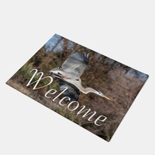 Große Blauhelme in Flug Fußmatte (Schrägansicht)