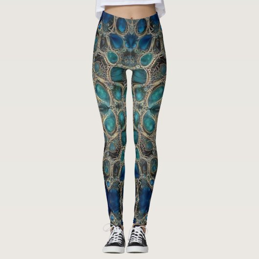 Große Blautöne Leggings (Vorderseite)