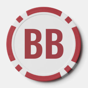 Große Blind BB Einfache Rote Weiße Text Poker Chip
