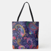 Große Blue Boho Paisley Tote Bag Tasche (Vorderseite)