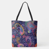 Große Blue Boho Paisley Tote Bag Tasche (Rückseite)