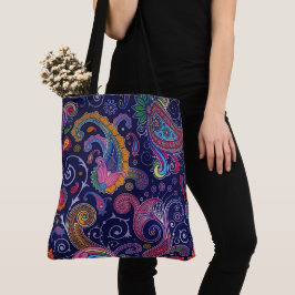Große Blue Boho Paisley Tote Bag Tasche