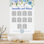 Große Blue Hydrangea 10-Tisch-Sitzkarte Poster (Küche)
