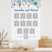 Große Blue Hydrangea 11-Tisch-Sitzkarte Poster (Küche)