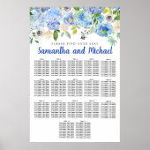 Große Blue Hydrangea 17-Tisch-Sitzkarte Poster (Vorne)