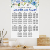 Große Blue Hydrangea 18-Tisch-Sitzkarte Poster (Küche)