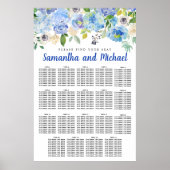 Große Blue Hydrangea 19-Tisch-Sitzkarte Poster (Vorne)