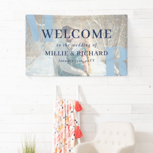 Große Blue Initials Foto Moderne Hochzeiten Willko Banner (Insitu)