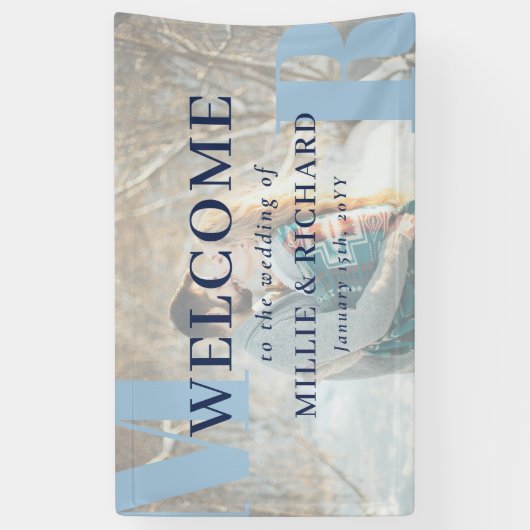 Große Blue Initials Foto Moderne Hochzeiten Willko Banner (Vertikal)