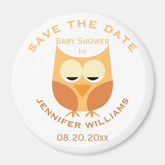 Große Blue Owl Boy Babydusche Save the Date Magnet (Vorne)