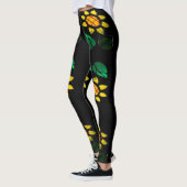 Große Blume aus gebettetem Glas Schwarze Leggings (Links)