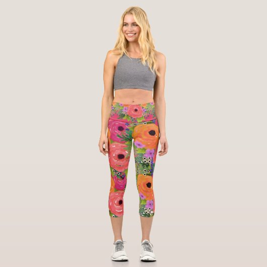 Große Blume Capri Leggings (Vorderseite)