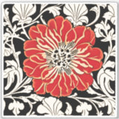 Große Blume des Roten Jugendstils Aufkleber (Vorderseite)