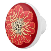 Große Blume des Roten Jugendstils Keramikknauf (Rechts)