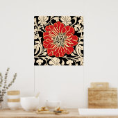 Große Blume des Roten Jugendstils Poster (Küche)