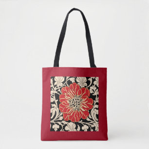 Große Blume des Roten Jugendstils Tasche