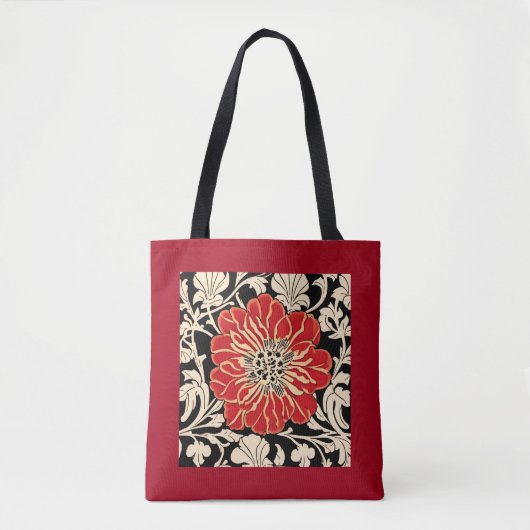 Große Blume des Roten Jugendstils Tasche (Vorderseite)