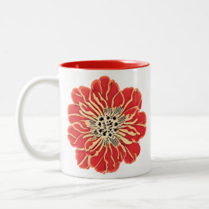 Große Blume des Roten Jugendstils Zweifarbige Tasse