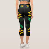 Große Blume Hartglas Schwarze Capri Leggings (Rückseite)