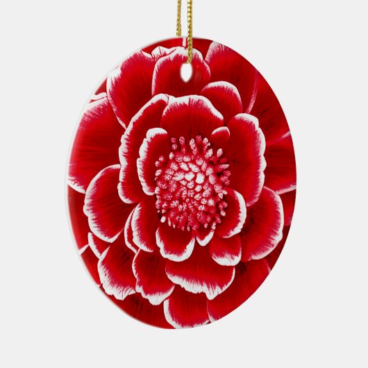 Große Blume in Rot und Weiß Keramik Ornament (Rechts)