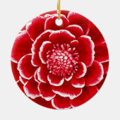 Große Blume in Rot und Weiß Keramik Ornament (Hinten)