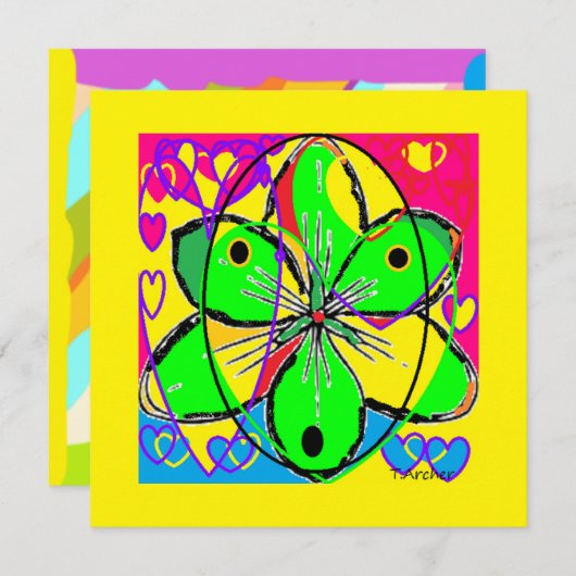 Große Blume signierte originales Kunstdesign sehr (Vorne/Hinten)