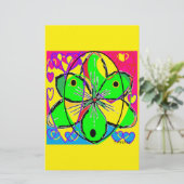 Große Blume signierte originales Kunstdesign sehr Briefpapier (Stehend Vorderseite)