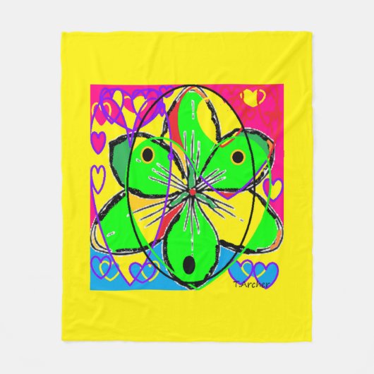 Große Blume signierte originales Kunstdesign sehr Fleecedecke (Vorderseite)