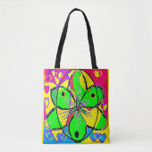 Große Blume signierte originales Kunstdesign sehr Tasche (Vorderseite)