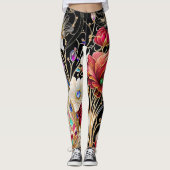 Große Blume und Edelsteine Leggings (Vorderseite)