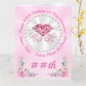 Große blumengeschmückte, Personalisierte Geburtsta Karte (Gelbe Blume)