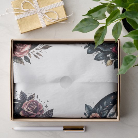 Große Blumengoten Crescent Moden & Rose Decoupage Seidenpapier (Geschenk)